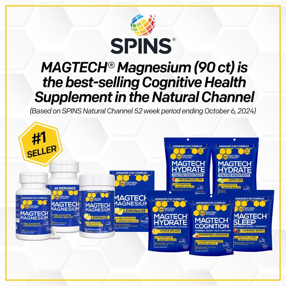 NATURAL STACKS MagTech stickpack abierto con polvo listo para mezclar