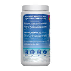 Natural Vitality CALM polvo en cuchara con efervescencia, muestra textura y fácil mezcla