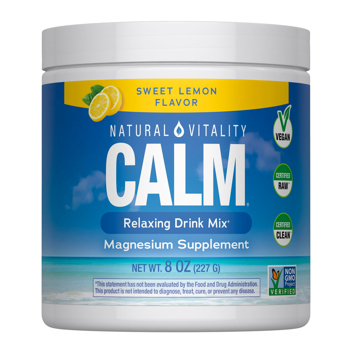 Natural Vitality frente del empaque que muestra la información clara y beneficio de sabor limón