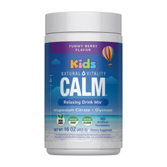 Natural Vitality frente del empaque mostrando dosis y sabor, práctico para padres