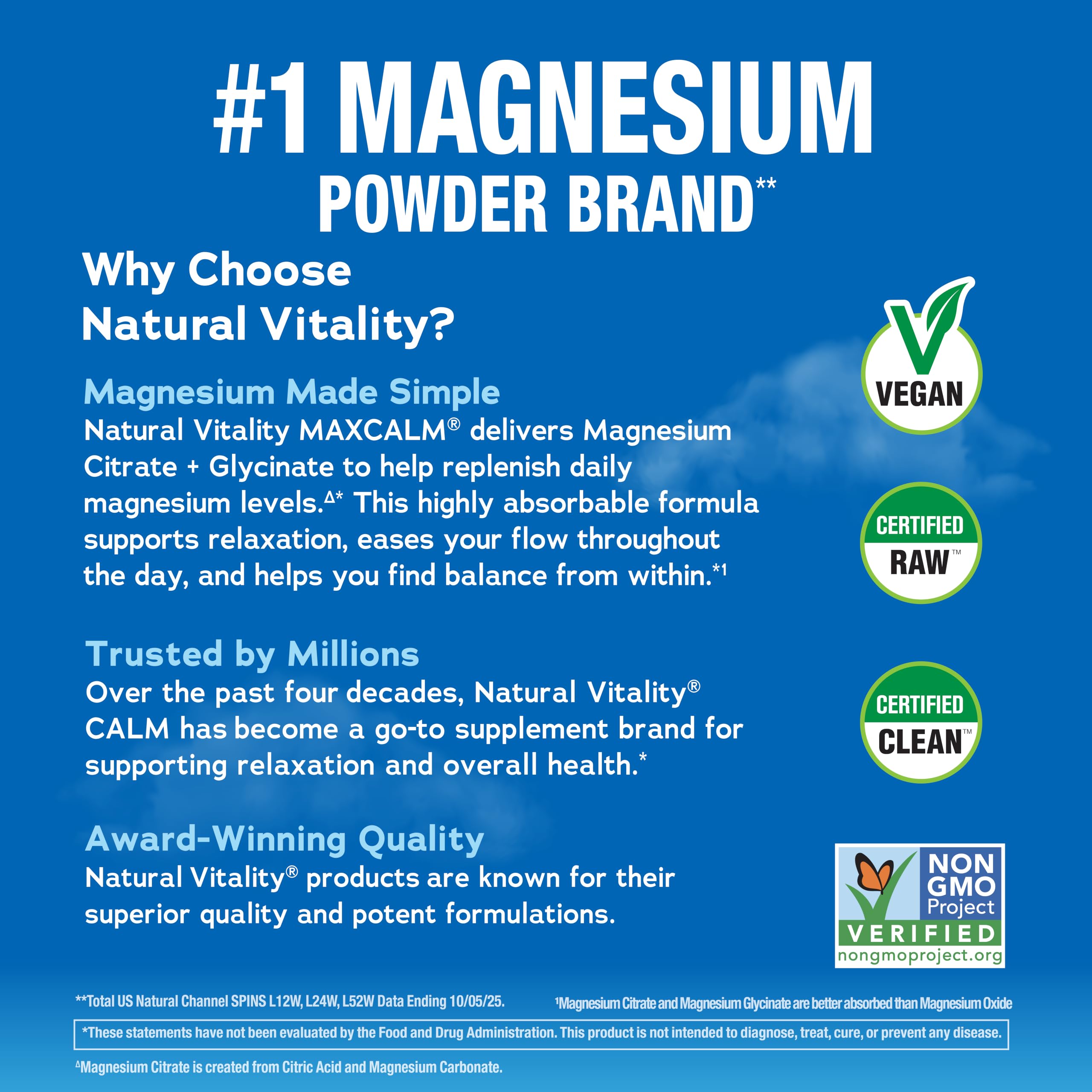 Natural Vitality MaxCalm polvo textura fina lista para mezclar