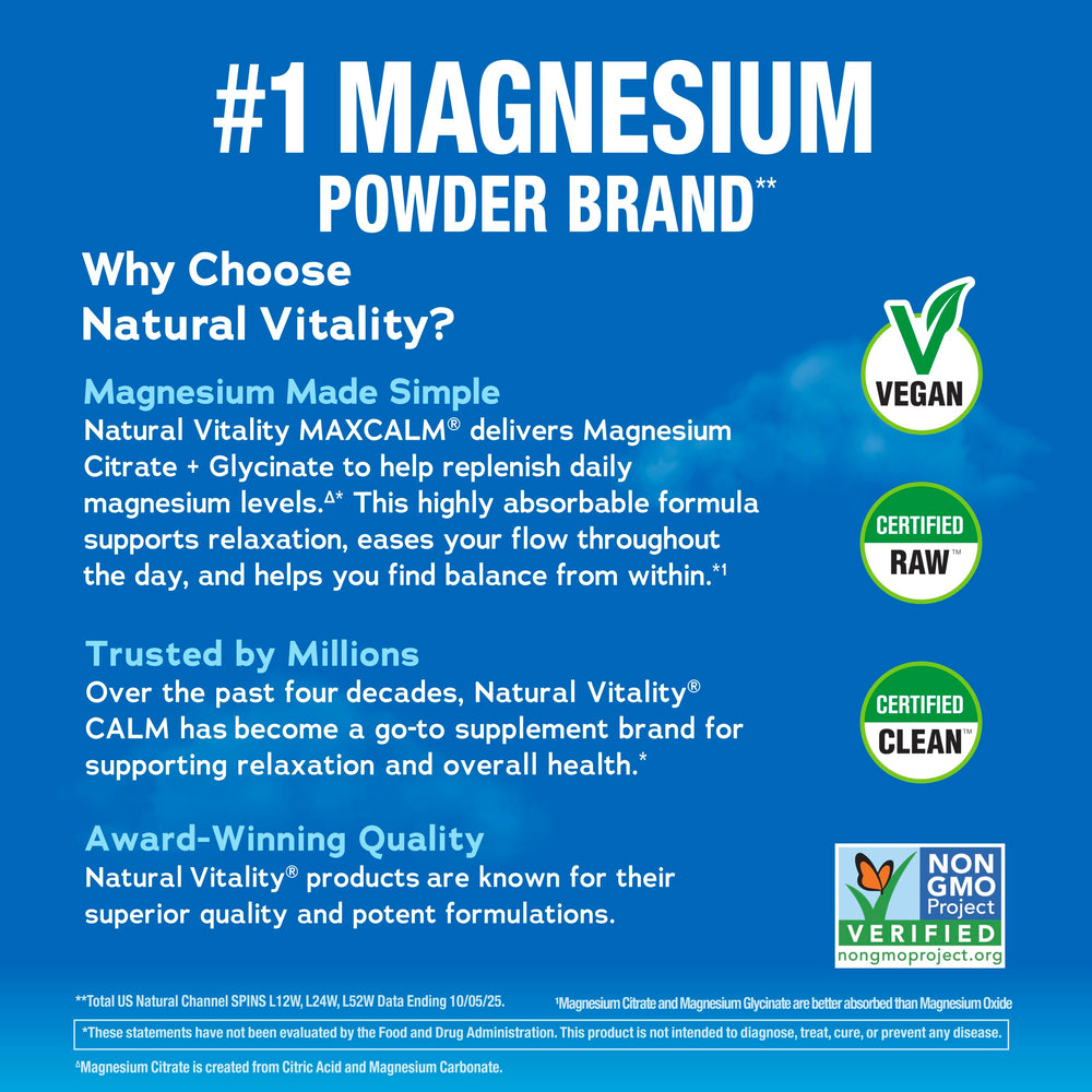 Natural Vitality MaxCalm polvo textura fina lista para mezclar