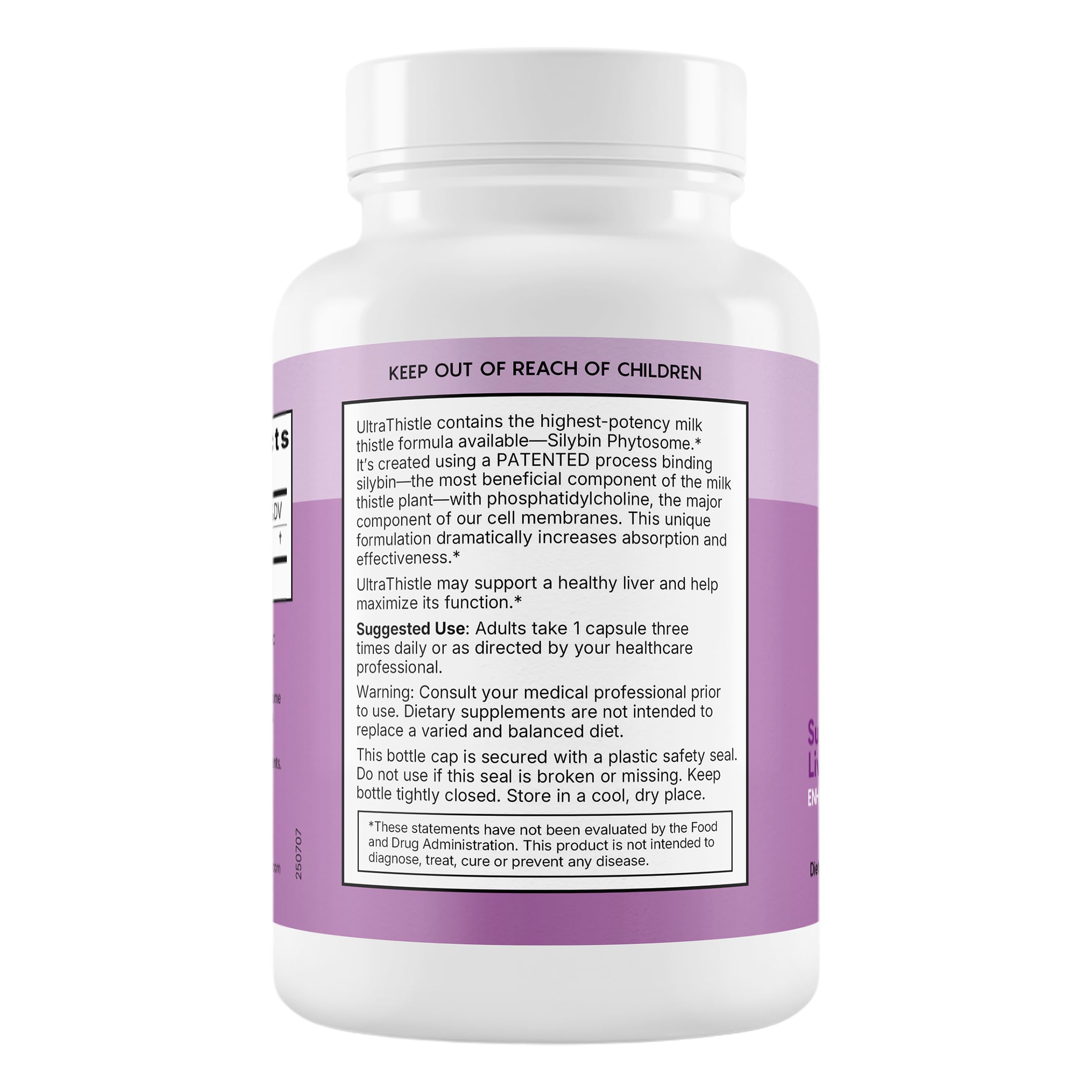 Natural Wellness etiqueta UltraThistle detalle de ingredientes y pureza