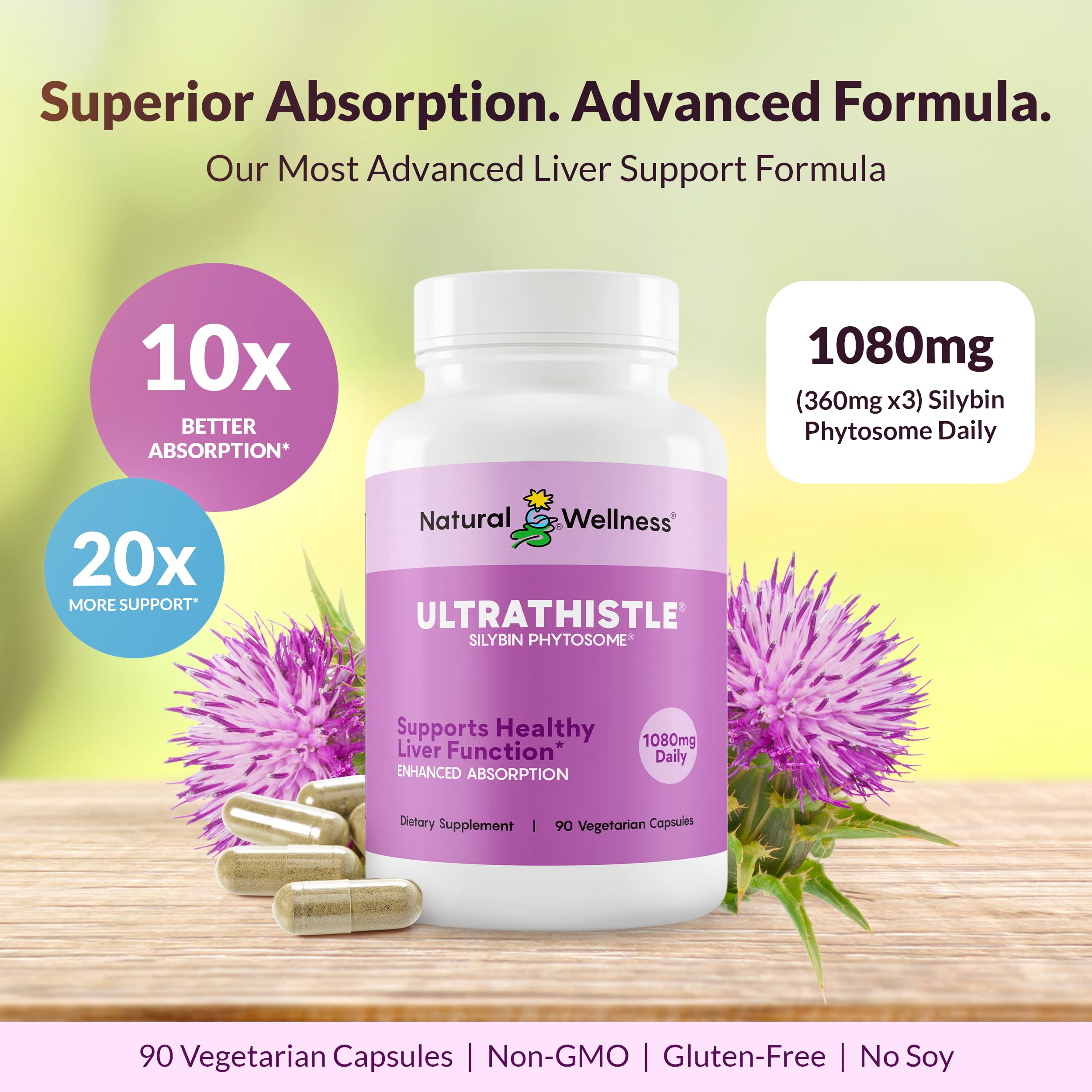 Natural Wellness extracto UltraThistle textura en polvo enfatizando concentración