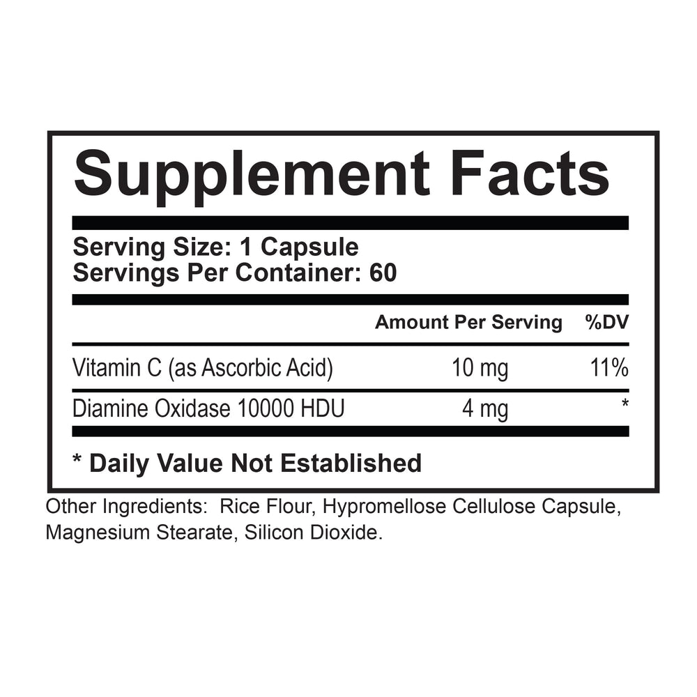 NATURALABS ingredientes clave (DAO y vitamina C) resaltados con beneficio funcional