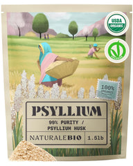NaturaleBio psyllium frente del empaque mostrando presentación y pureza