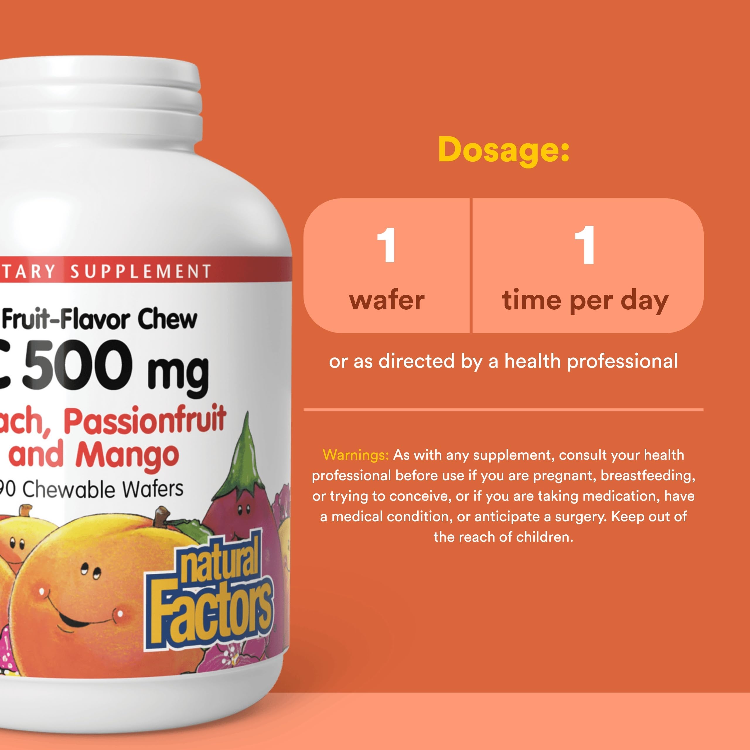 Close-up de la textura del wafer Natural Factors que destaca sabor y disolución rápida