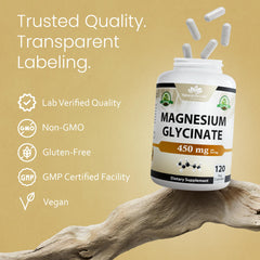 Naturalife Labs etiqueta nutricional clara que muestra 450 mg por porción