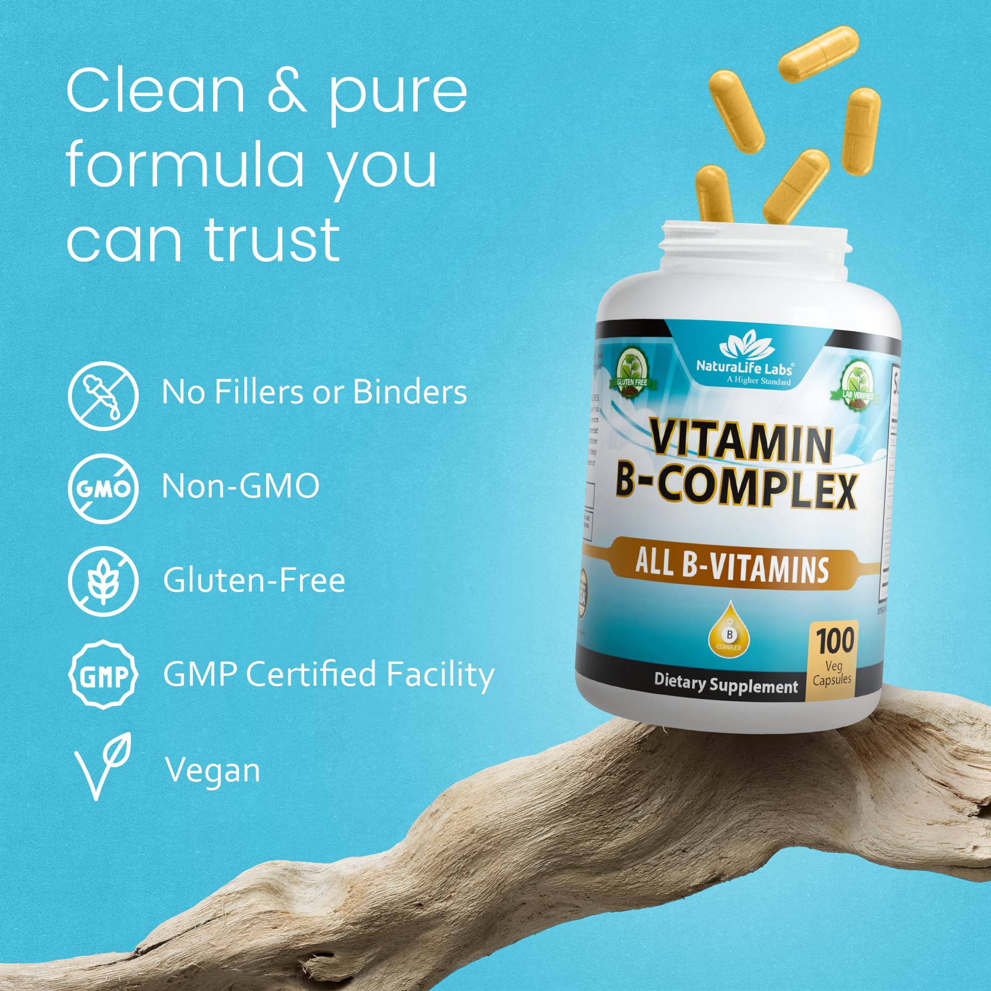NaturaLife Labs lista de características sin aditivos, claro beneficio de pureza