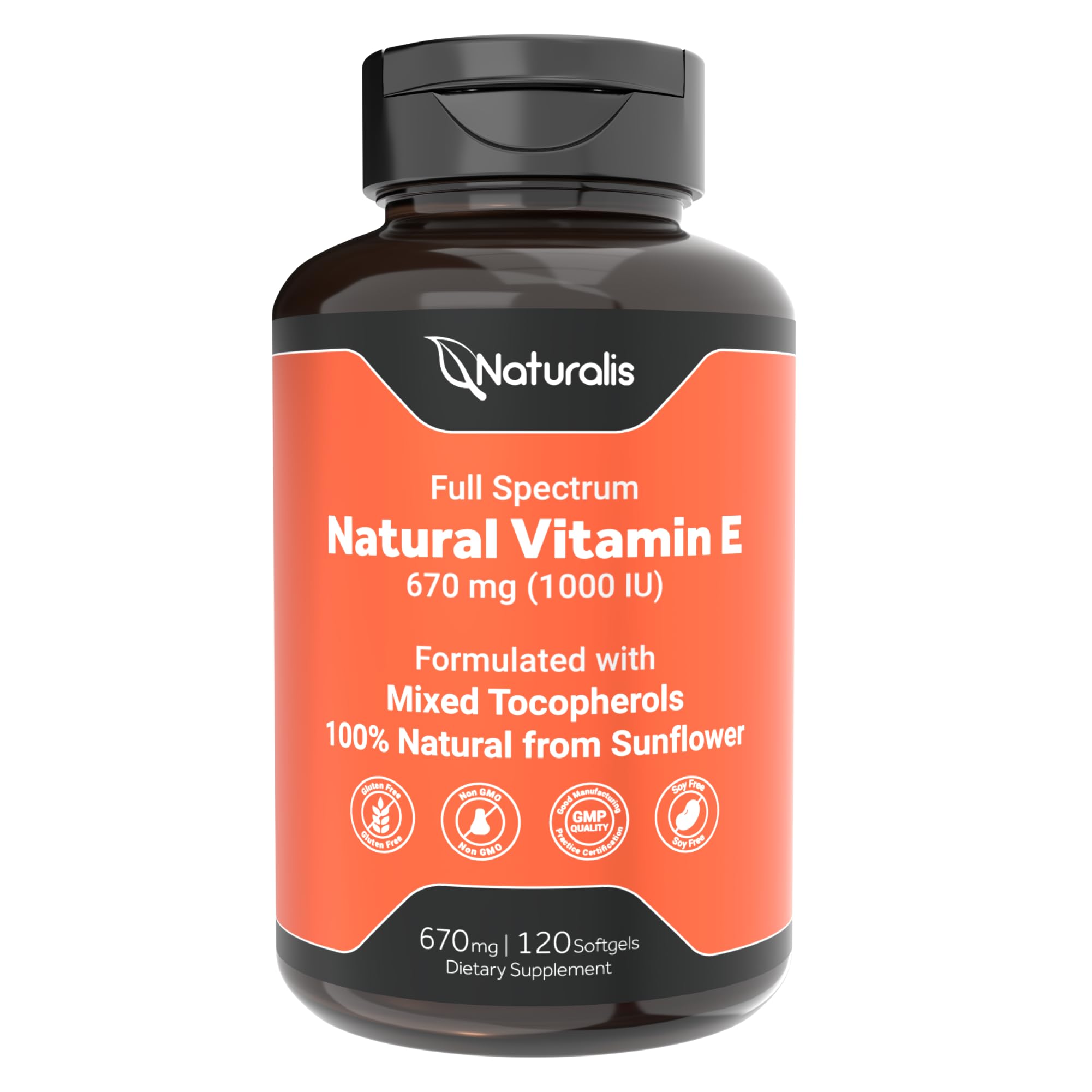 Naturalis botella frente del envase mostrando 120 softgels y beneficios