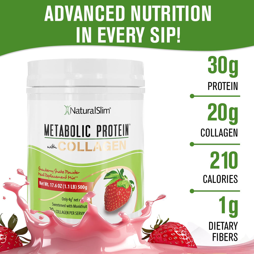 Vaso con batido NaturalSlim fresa listo para beber y con aspecto cremoso