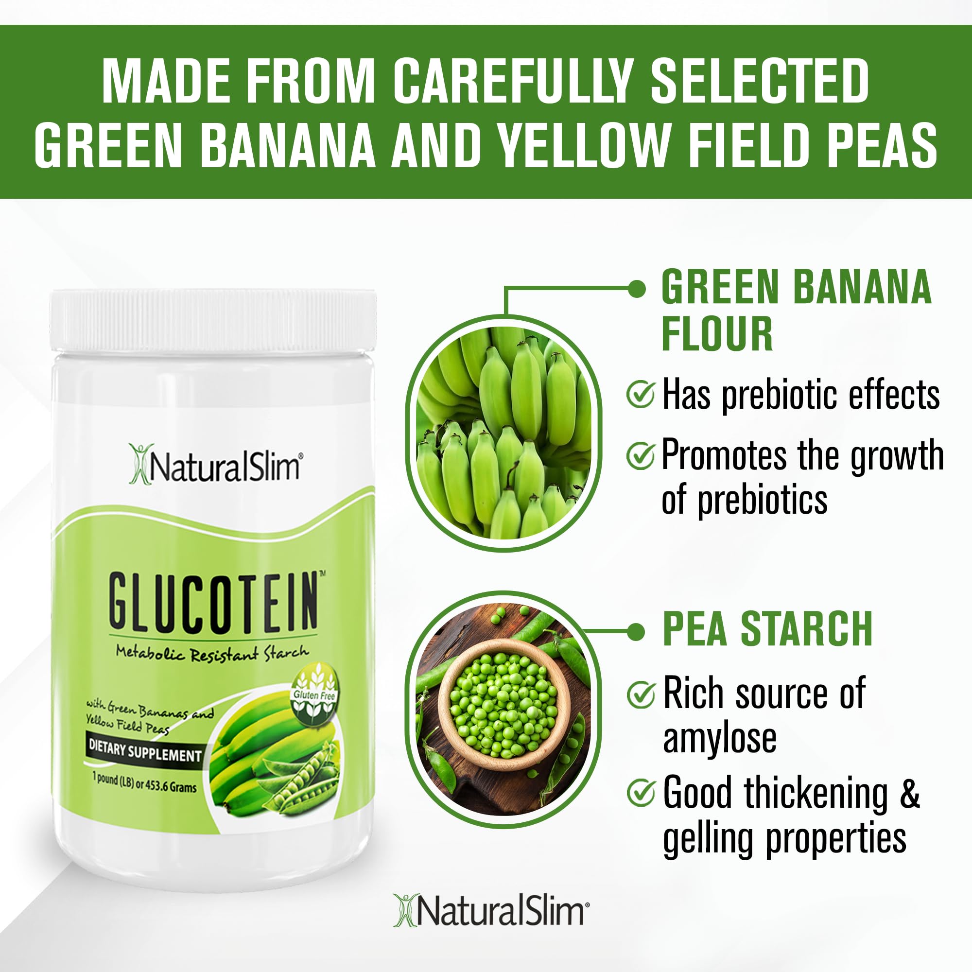 NaturalSlim ingredientes: harina de plátano verde y almidón de guisante