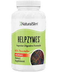 NaturalSlim Helpzymes frente del empaque mostrando etiqueta y ventaja digestiva
