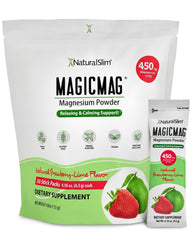 NaturalSlim MagicMag frente del empaque mostrando sabor fresa lima y facilidad de uso