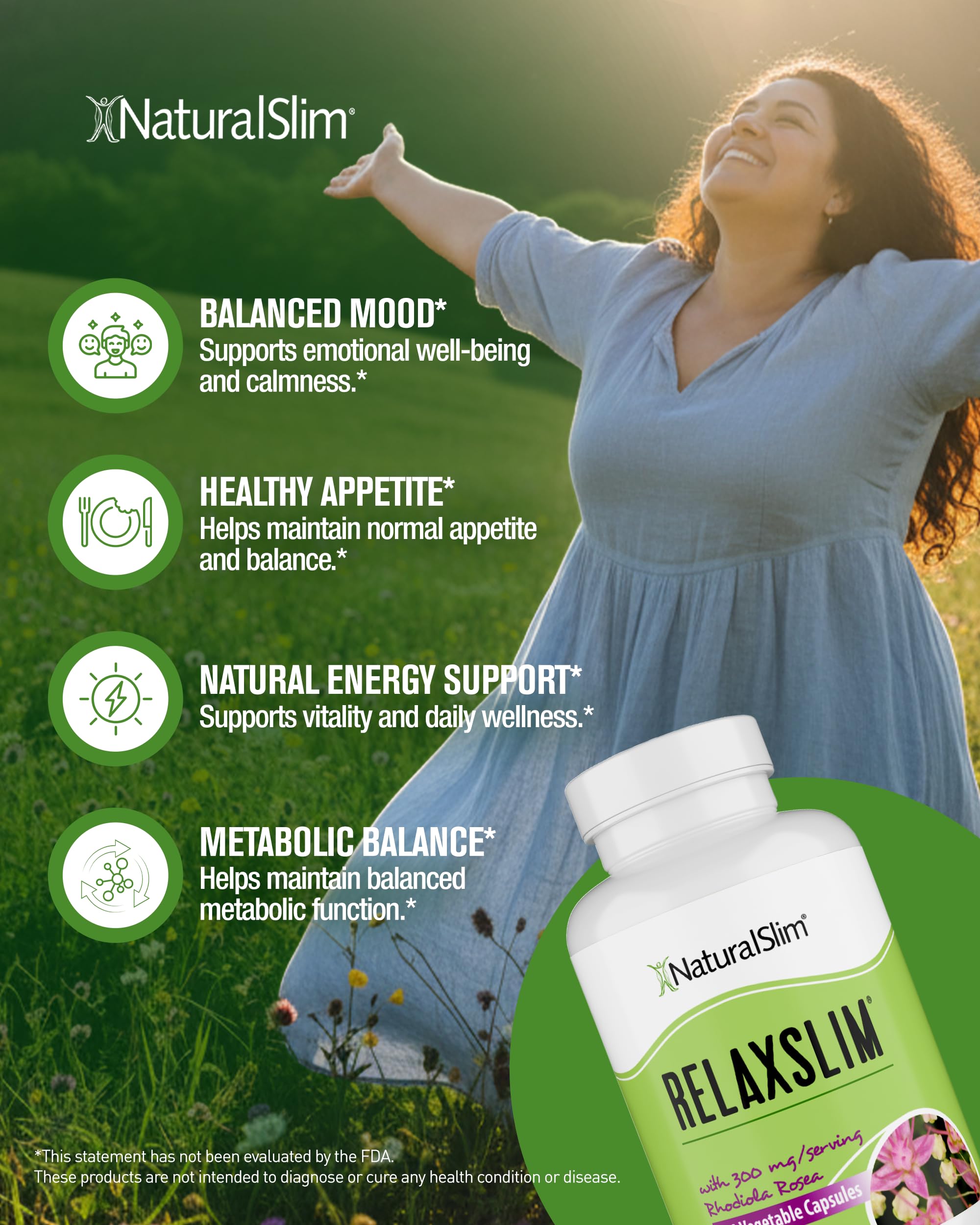 NaturalSlim frasco en ambiente de estilo de vida saludable transmitiendo bienestar
