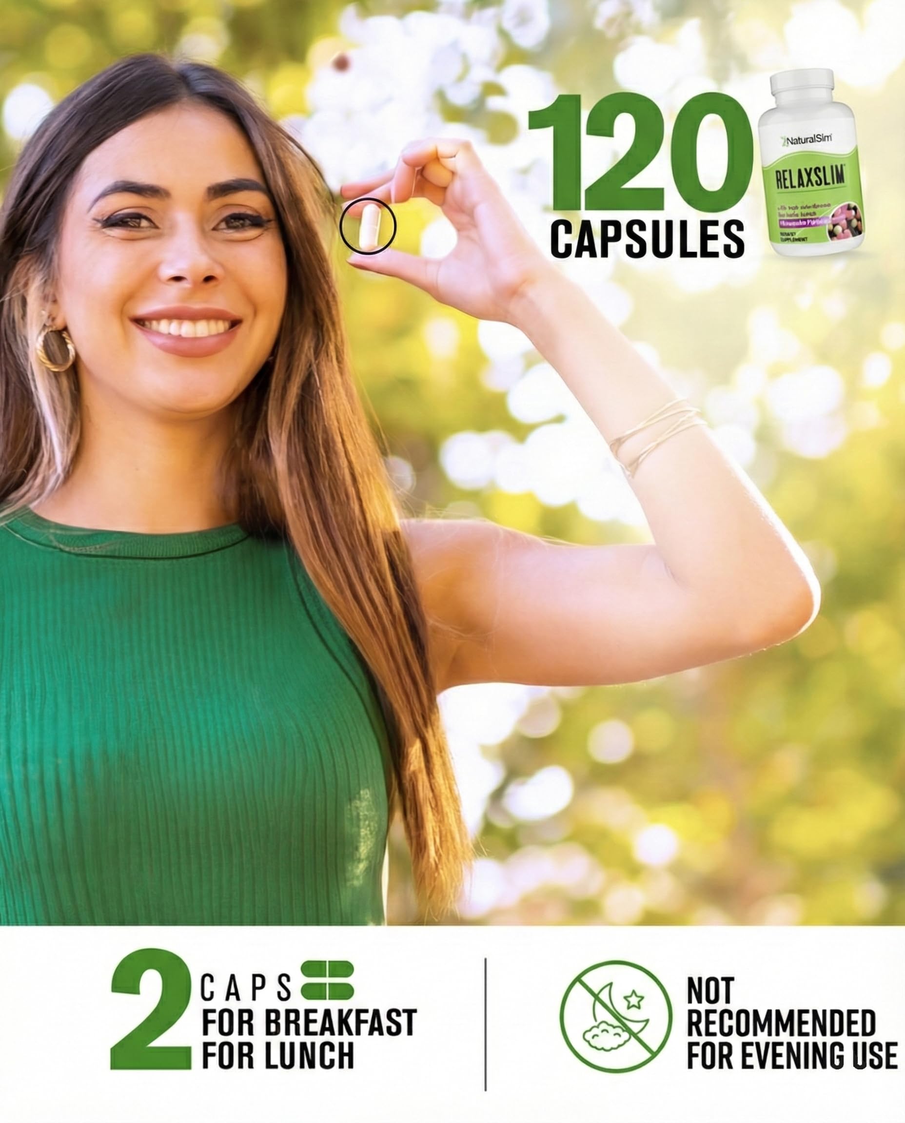 NaturalSlim etiqueta con lista de ingredientes y guías de dosificación claras