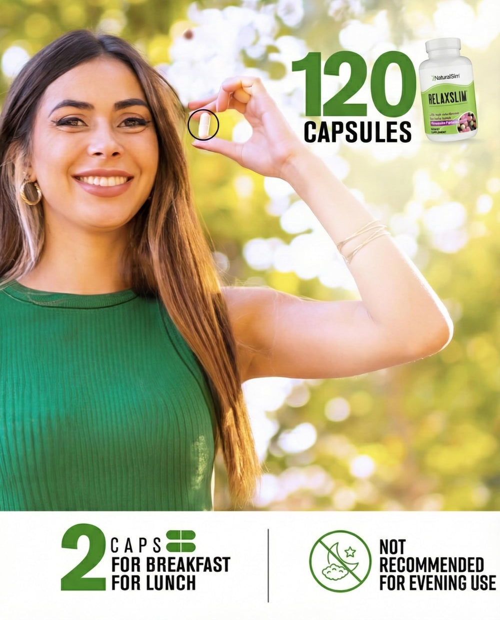 NaturalSlim etiqueta con lista de ingredientes y guías de dosificación claras