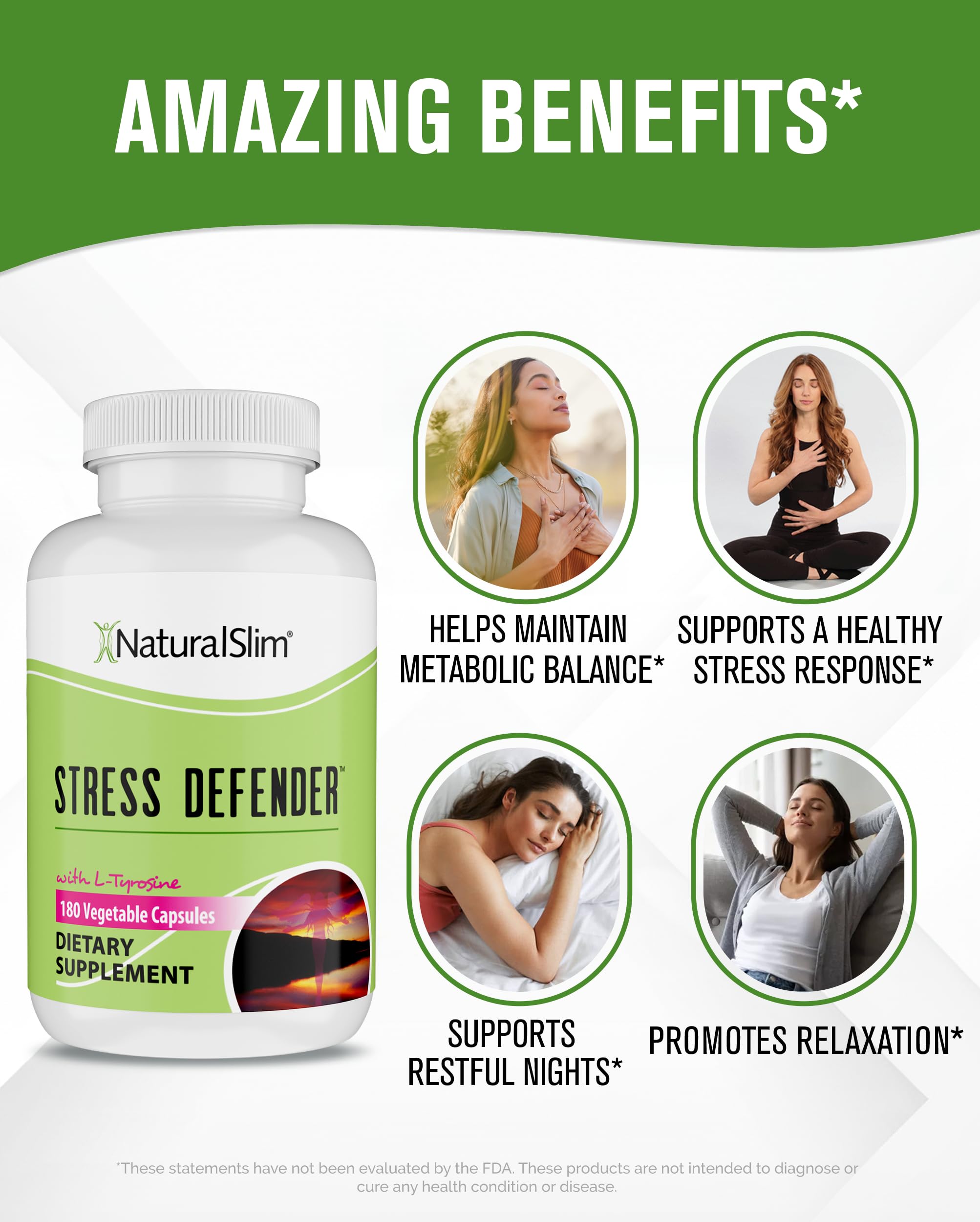 NaturalSlim Stress Defender etiqueta legible con ingredientes y recomendaciones