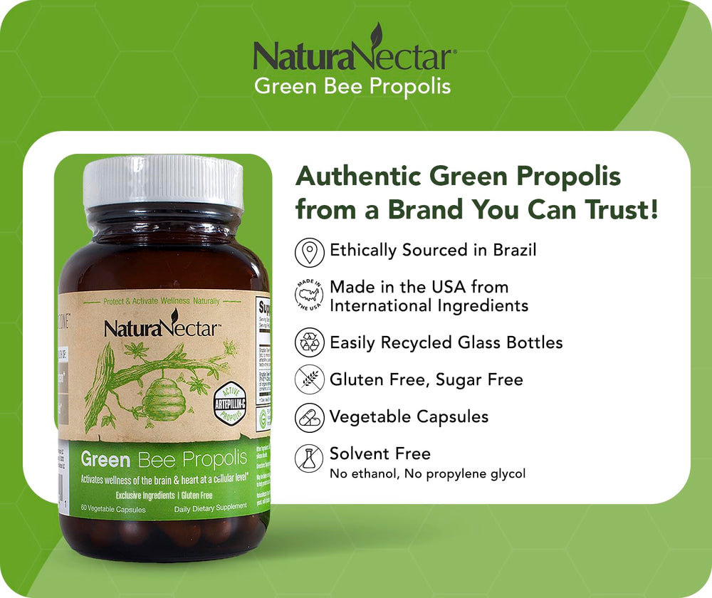 NaturaNectar Propolis Verde fabricación en EE. UU. en instalaciones cGMP.