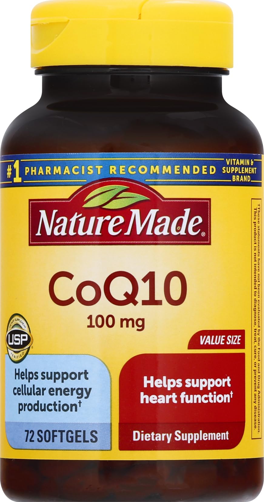 Nature Made CoQ10 100 mg, cápsulas suaves para energía celular diaria.