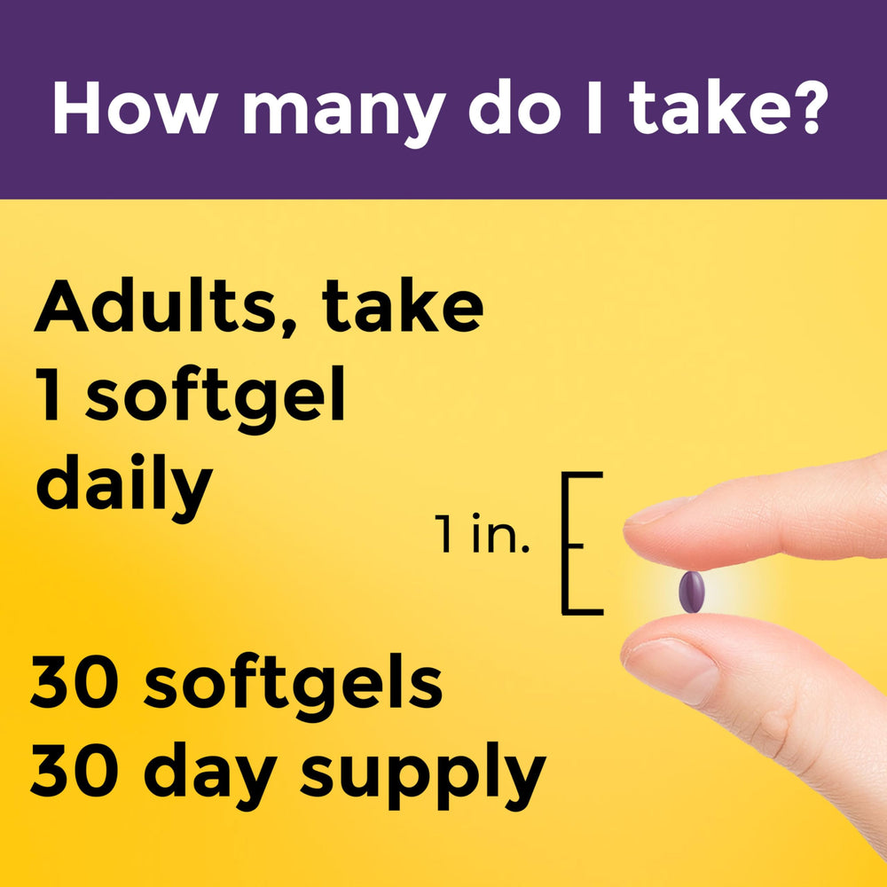 Nature Made comparación de tamaño de softgels para dosificación diaria