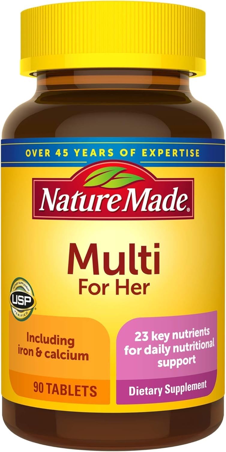 Nature Made frasco frontal del multivitamínico para mujer, fácil de identificar y almacenar