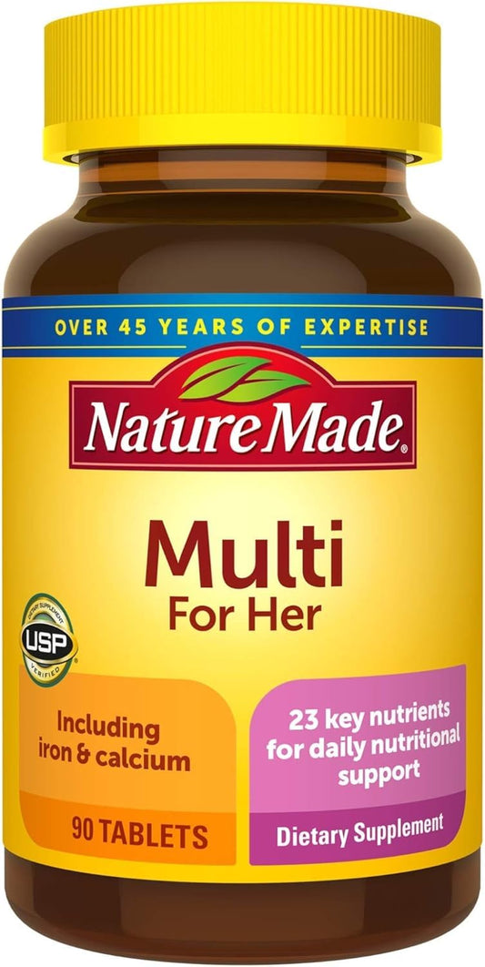 Nature Made frasco frontal del multivitamínico para mujer, fácil de identificar y almacenar