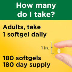 Nature Made etiqueta con información de ingredientes y 5000 IU por softgel
