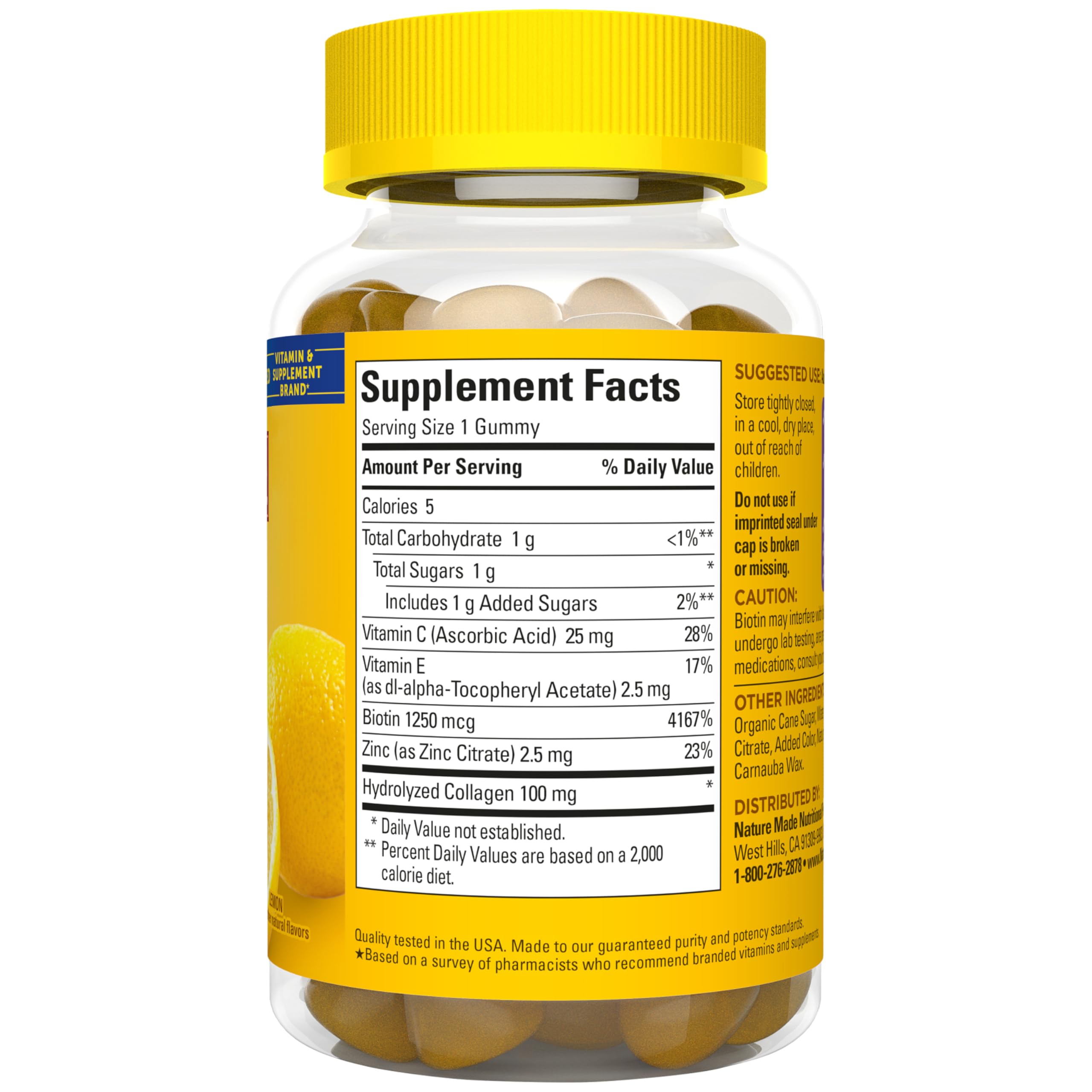 Nature Made etiqueta nutricional destacando ingredientes clave