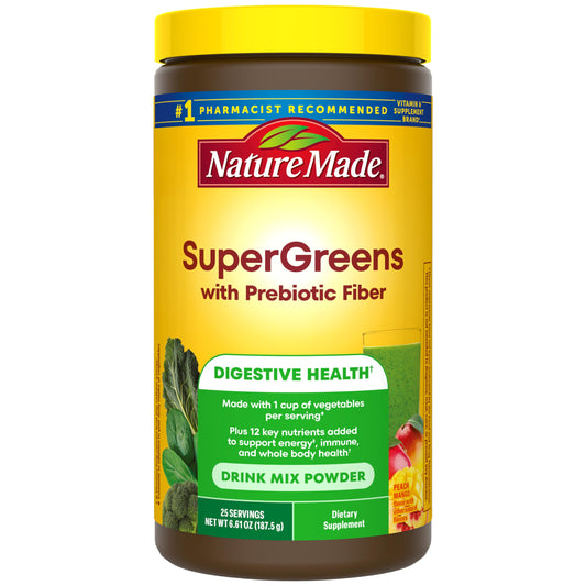 Nature Made frasco frontal con etiqueta clara y beneficio de conveniencia