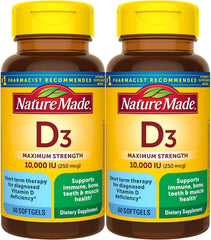 Nature Made frente del empaque mostrando dosis alta y beneficio de apoyo nutricional