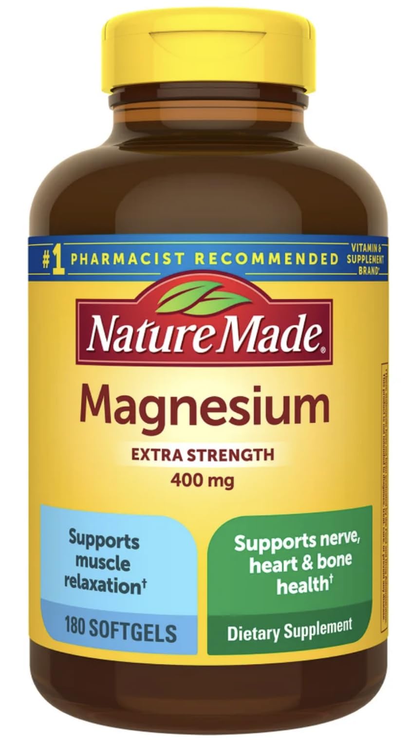 Nature Made envase frontal mostrando 180 softgels y beneficio de suministro prolongado