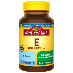 Nature Made frasco frente muestra vitamina E y beneficio antioxidante
