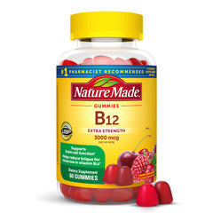 Nature Made envase frontal que muestra 60 gomitas y beneficios visibles