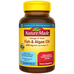 Nature Made frasco frontal mostrando 60 softgels y beneficio de suministro de 60 días