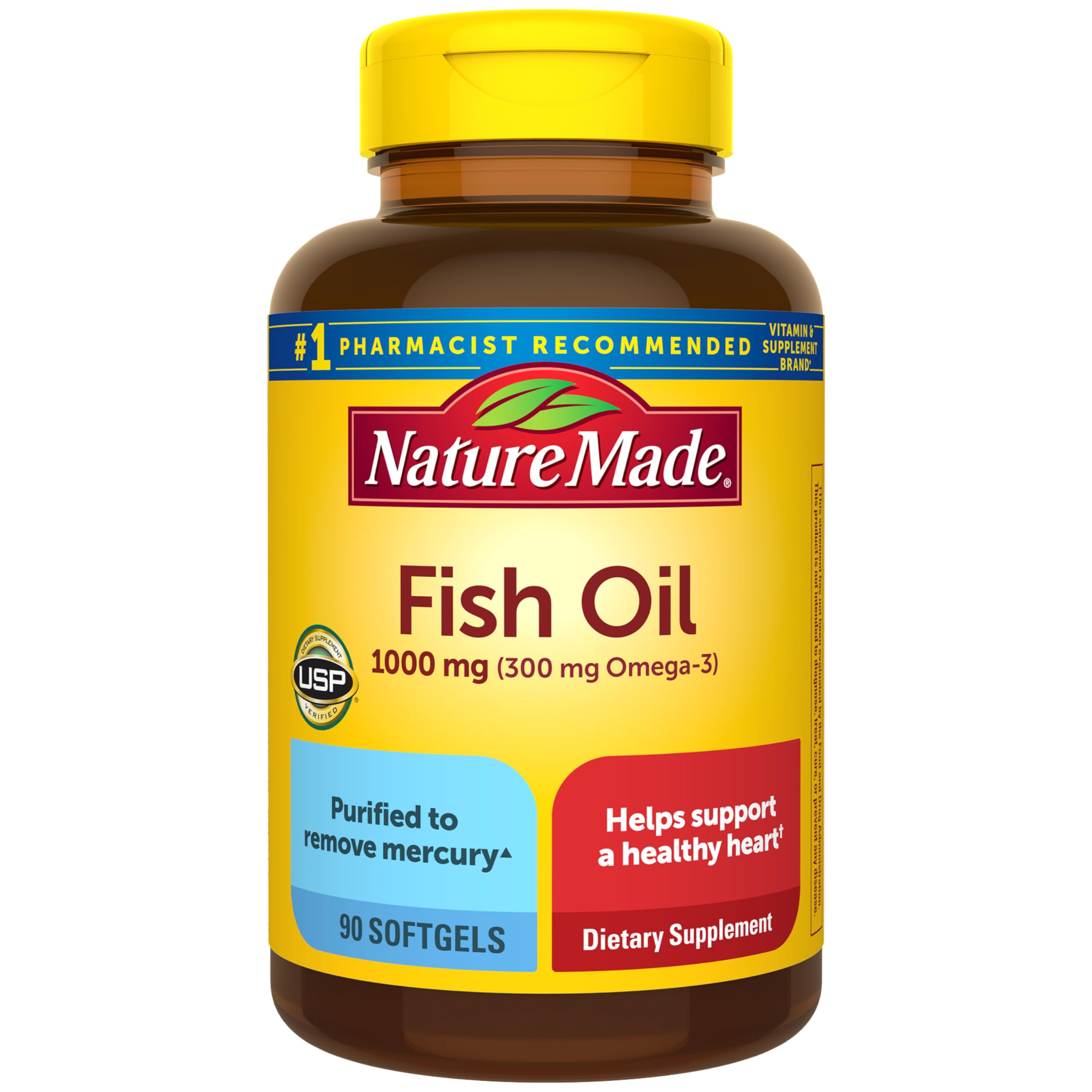 Nature Made frasco frente con etiqueta visible y beneficios claros