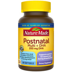 Nature Made envase frontal del multivitamínico postnatal mostrando contenido