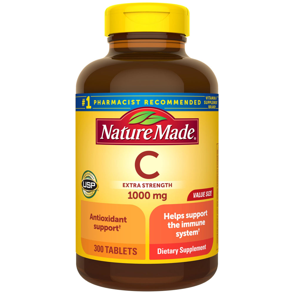 Nature Made frasco del producto mostrando etiqueta y tamaño beneficioso