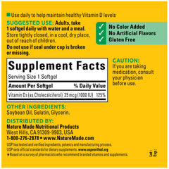 Nature Made etiqueta nutricional del producto con información clara de dosis