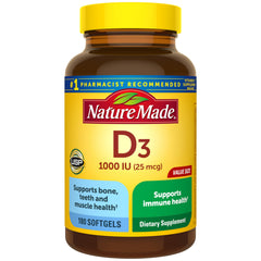 Nature Made envase frontal muestra 180 softgels y duración seis meses