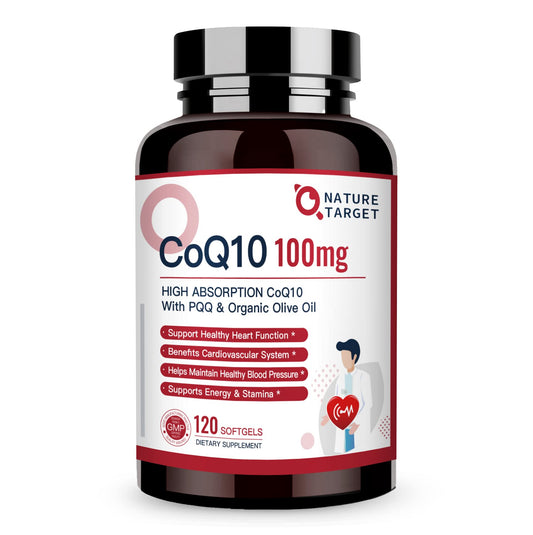 Nature Target CoQ10 cápsulas blandas con aceite de oliva orgánico para mejor absorción