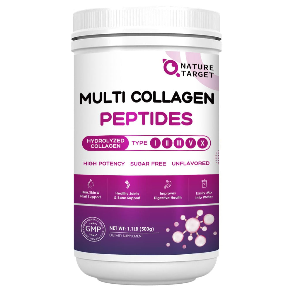 NATURE TARGET envase frontal del Multi Collagen con información clara y beneficios