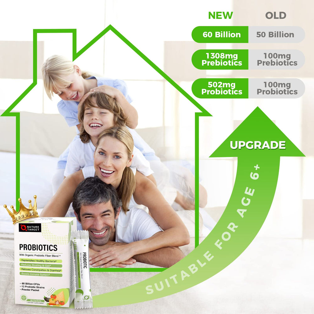 NATURE TARGET familia usando el probiótico en desayunos saludables