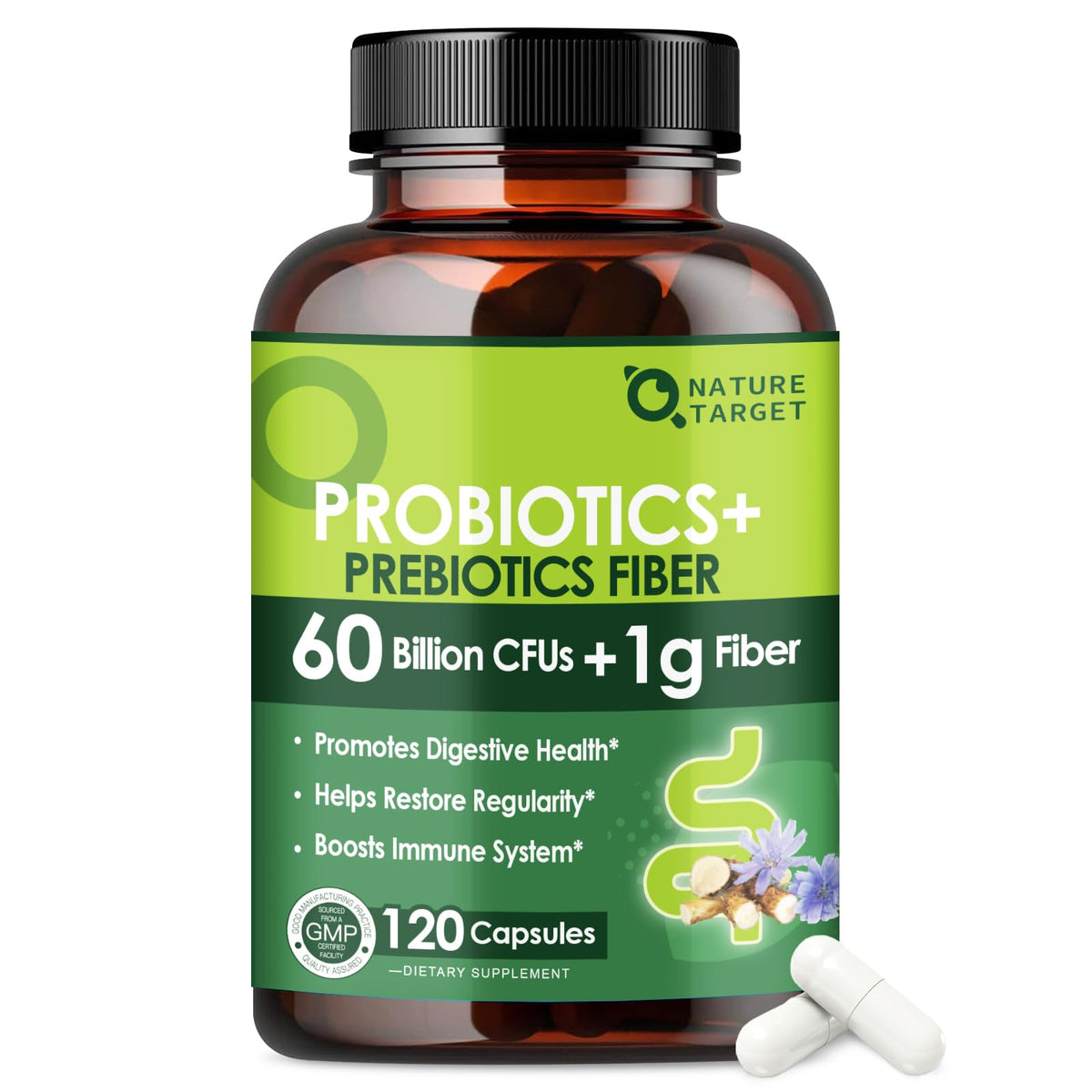 NATURE TARGET frasco frontal mostrando presentación y beneficios visibles