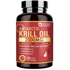 NATURE TARGET frasco frontal mostrando 120 softgels y beneficios