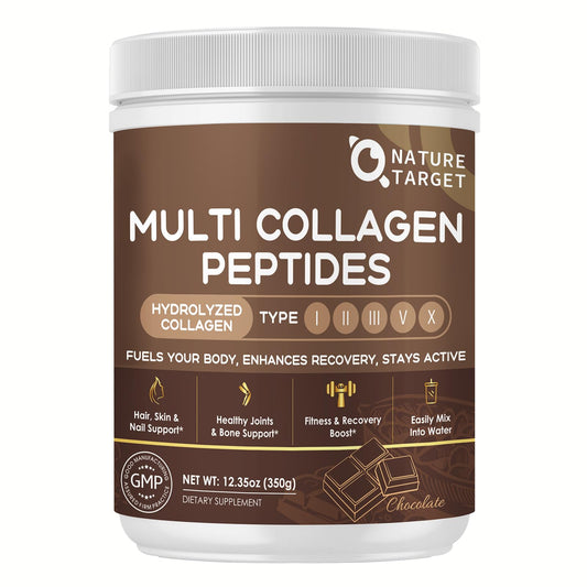 NATURE TARGET envase frontal mostrando 35 porciones y beneficio diario