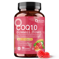 NATURE TARGET frasco frontal mostrando 90 gomitas y etiqueta clara, conveniencia diaria