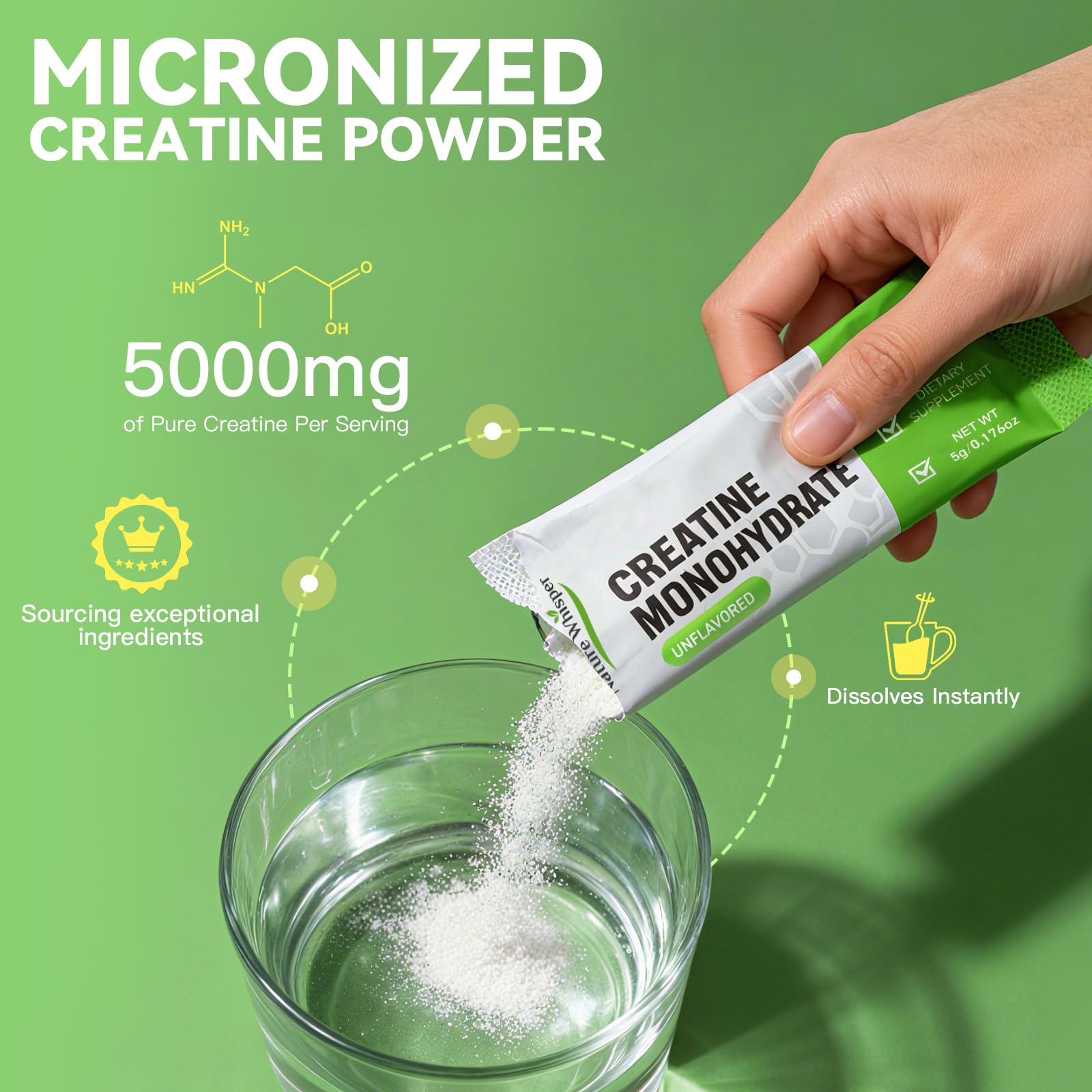 Nature Whisper primer plano del polvo micronizado para mejor disolución