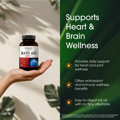 Gota de aceite de krill NatureBell vertida para mostrar color y frescura antioxidante