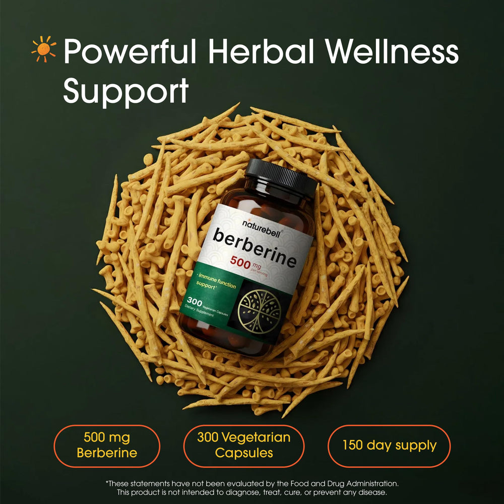 NatureBell etiqueta y tapa con detalle de 97% berberina HCl y extracto 5:1